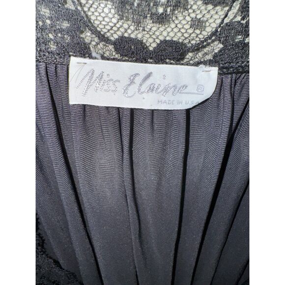 Miss Elaine Womens Long Nightgown Robe Black Vintage Size Small Pockets - Picture 4 of 6